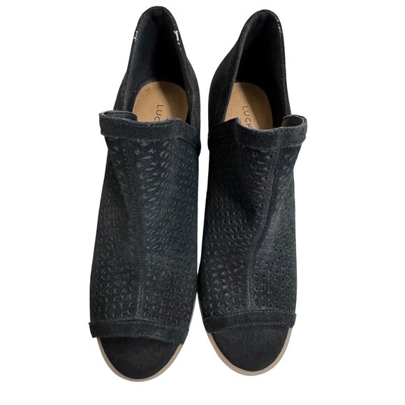 Lucky Brand Livey Bootie‎ black block heel leather 90s Y2K sz 8.5 - Picture 3 of 7